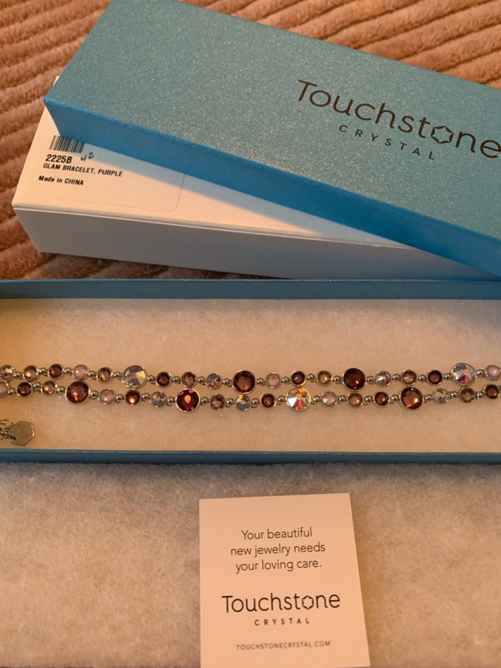 Touchstone Crystal Purple and Iridescent Glam Two-Row Bracelet